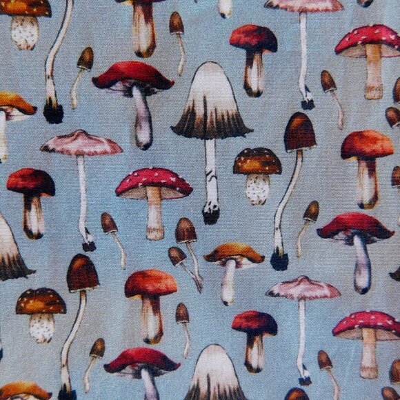 NWT Saks Fifth Ave novelty graphic mushroom print slim fit SS button camp shirt - Picture 1 of 16